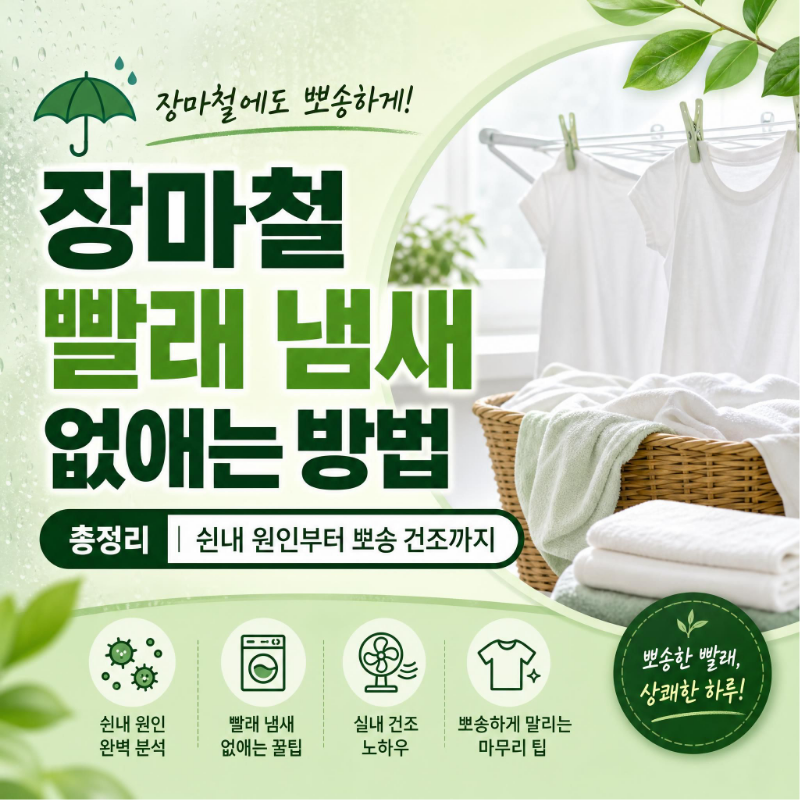 장마철 빨래 냄새 없애는 방법 - 쉰내 원인과 뽀송하게 말리는 법 안내 썸네일