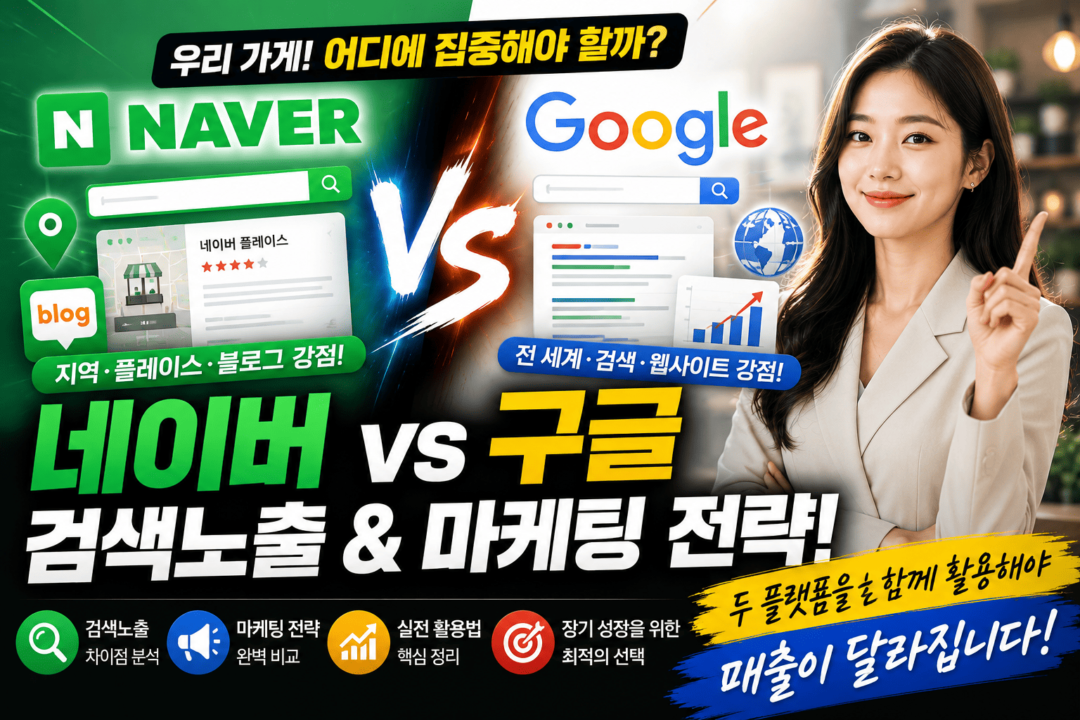 네이버와 구글 비교 (검색노출, 마케팅, 전략)