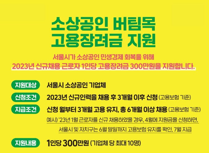 소상공인 버팀목 고용장려금 지원 (1)
