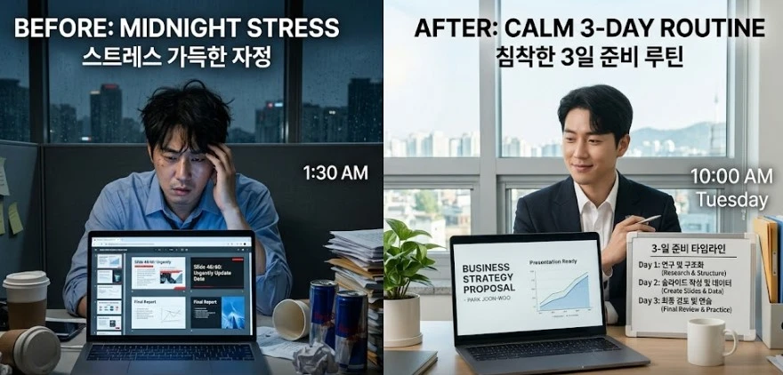 발표 준비 루틴 - 밤샘 없이 여유롭게 프레젠테이션 만드는 법