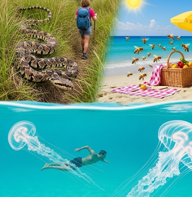 뱀 벌 해파리 사진