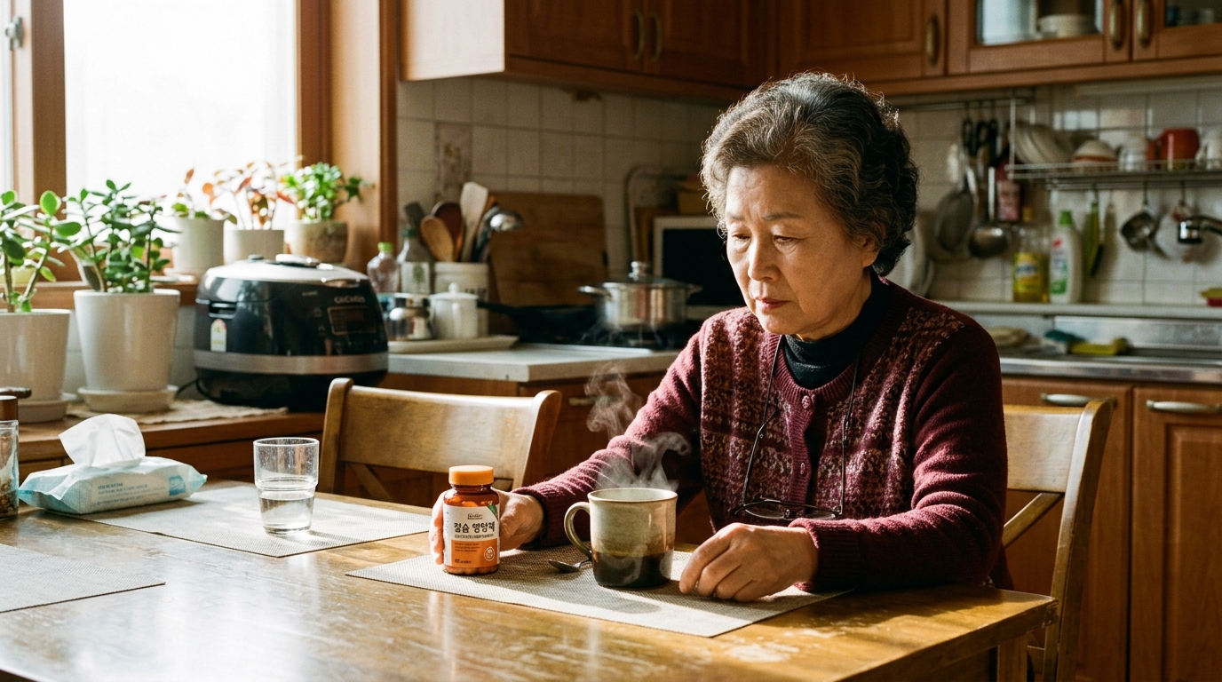 칼슘제와 커피를 함께 복용하는 상황 이미지