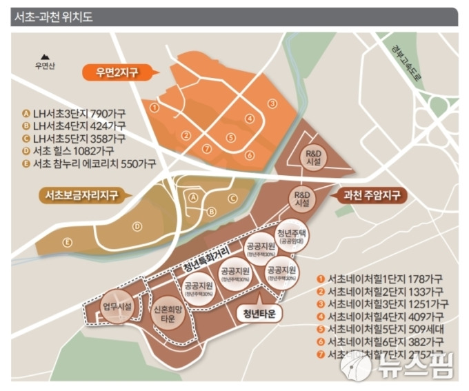 과천 주암지구 및 주변 위치도 이미지