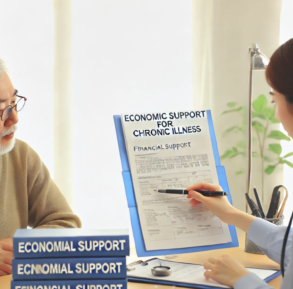 만성질환 환자가 재정 지원 문서를 검토하는 장면