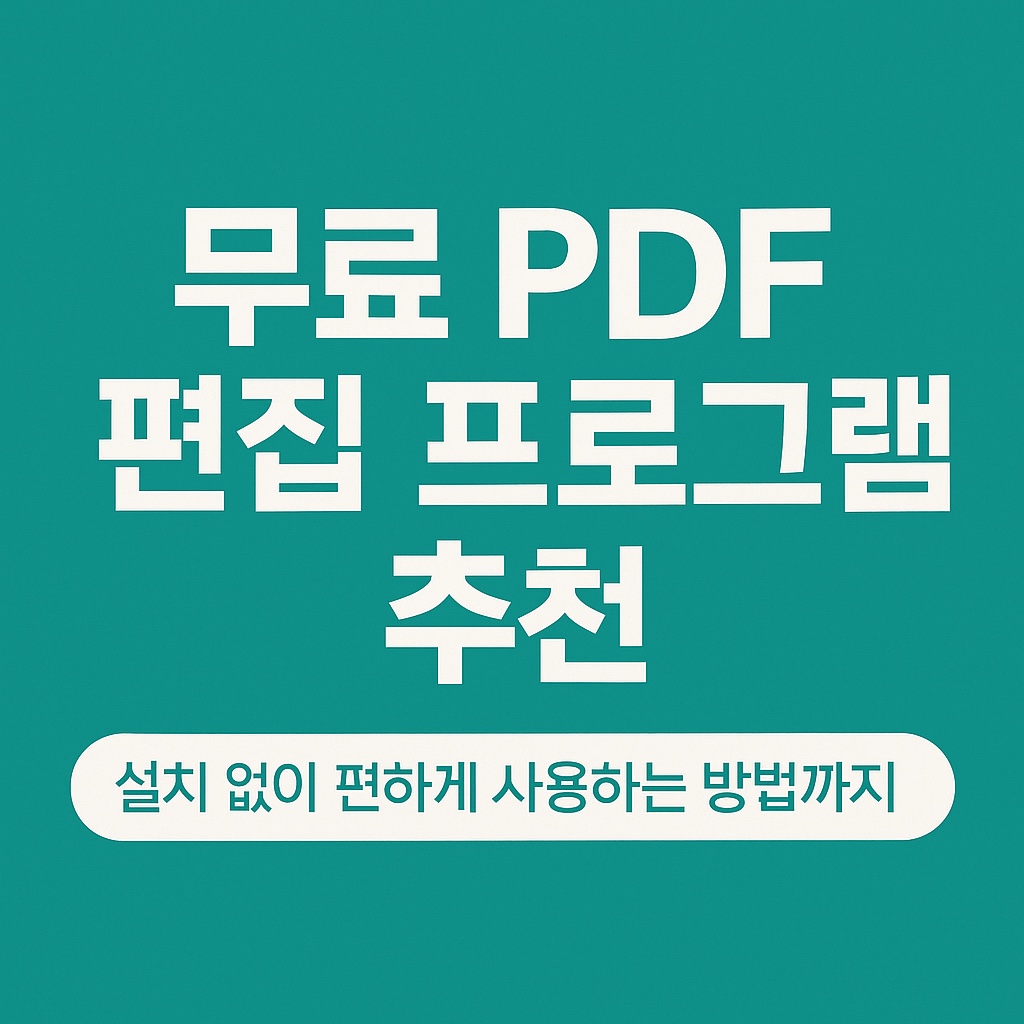 무료 PDF 편집 프로그램 추천