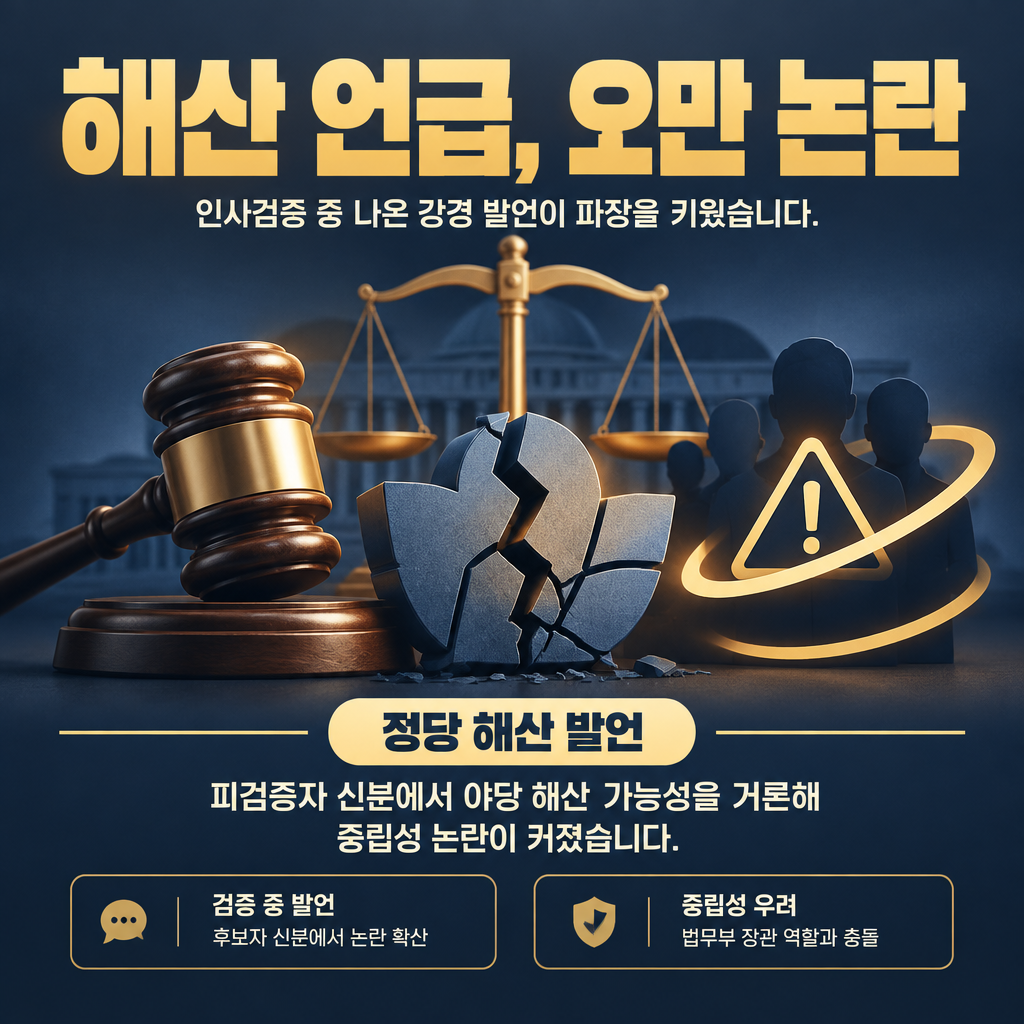 해산 언급, 오만 논란