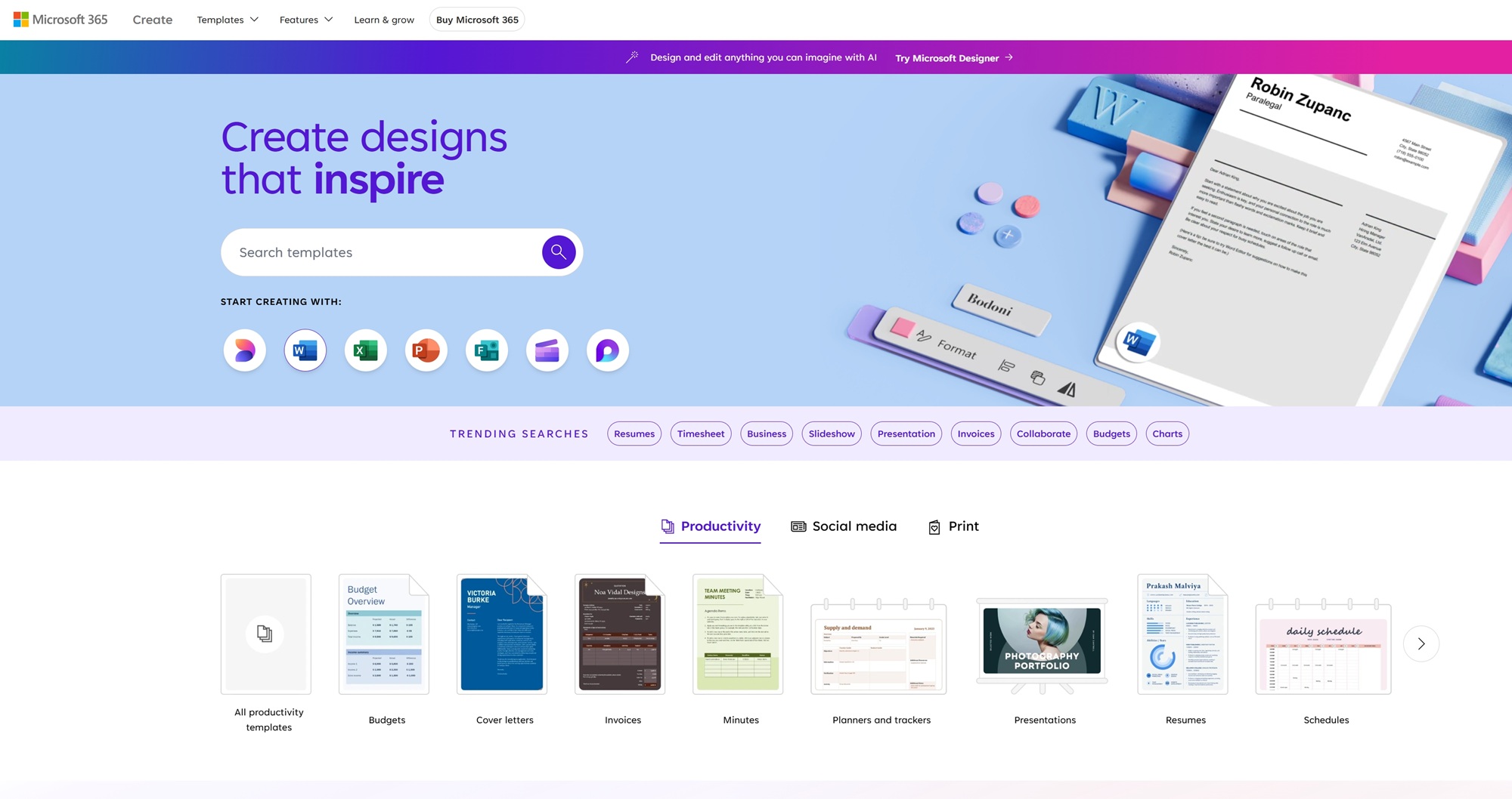 AI Image Generation Site Recommendation 2: Microsoft Designer