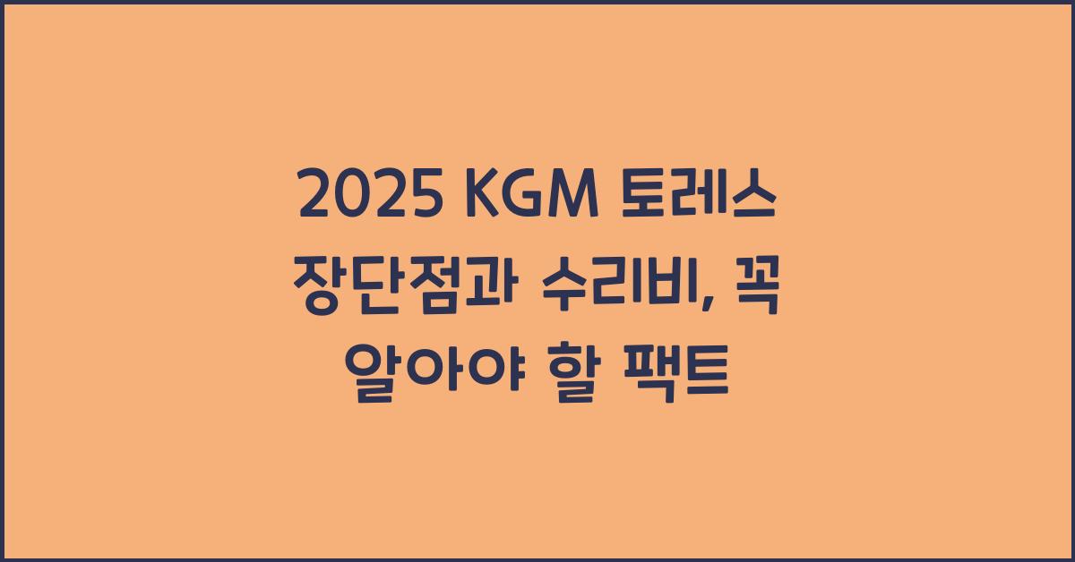 2025 KGM 토레스 장단점 결함 수리비