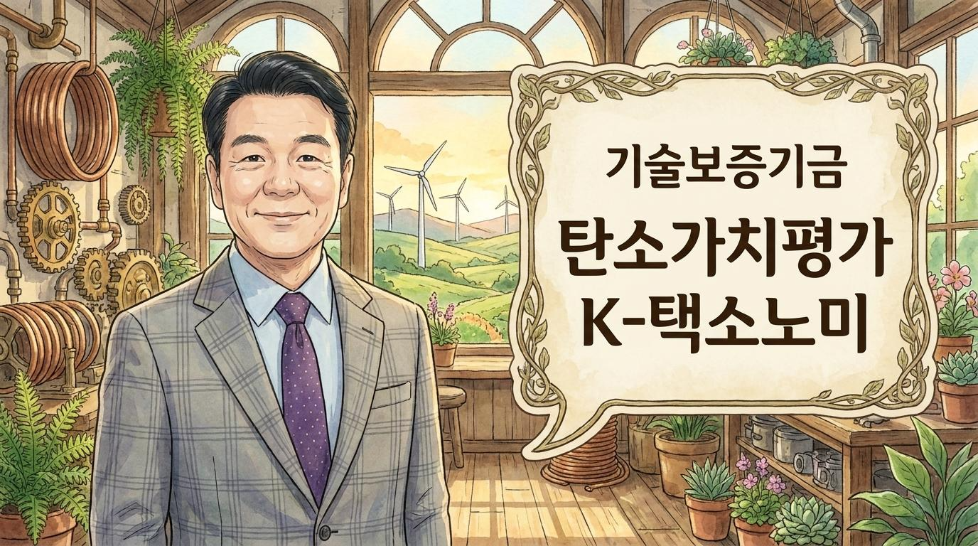 기술보증기금 2026 탄소가치평가 K-택소노미 보증 안내 아바타 일러스트