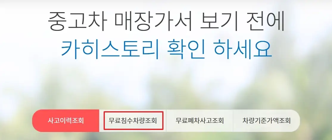 카히스토리 침수차량 조회