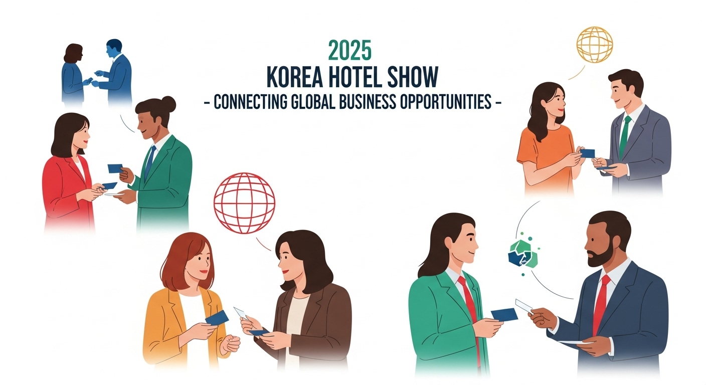 다양한 참석자들이 서로 모여 대화하고 있는 이미지입니다.