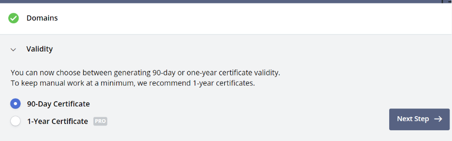 ZeroSSL 무료 인증서 발급 화면 - 도메인 입력과 발급 과정