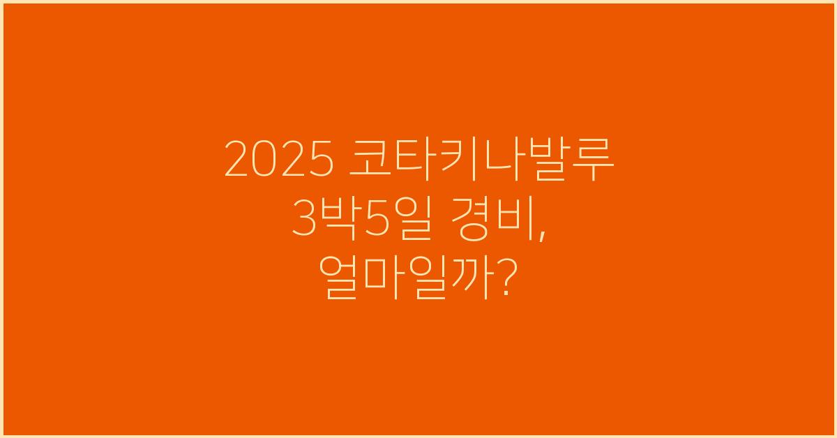 2025 코타키나발루 3박5일 경비