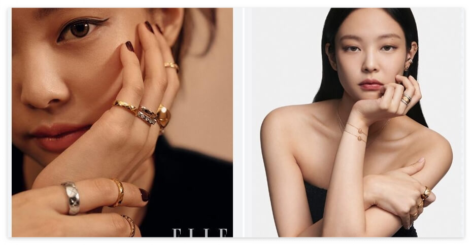 블랙핑크 제니가 코코크러쉬 주얼리를 착용한 모습