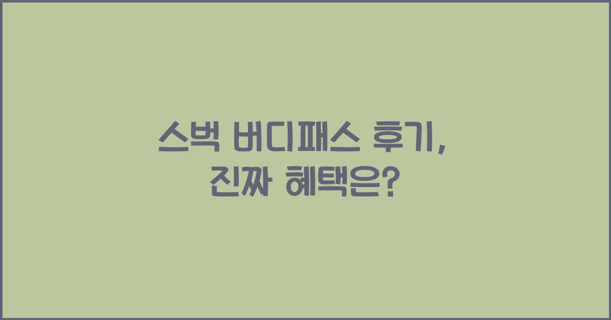 스벅 버디패스 후기