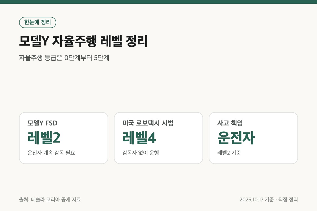 테슬라 모델Y 자율주행 레벨2와 레벨4 차이 정리