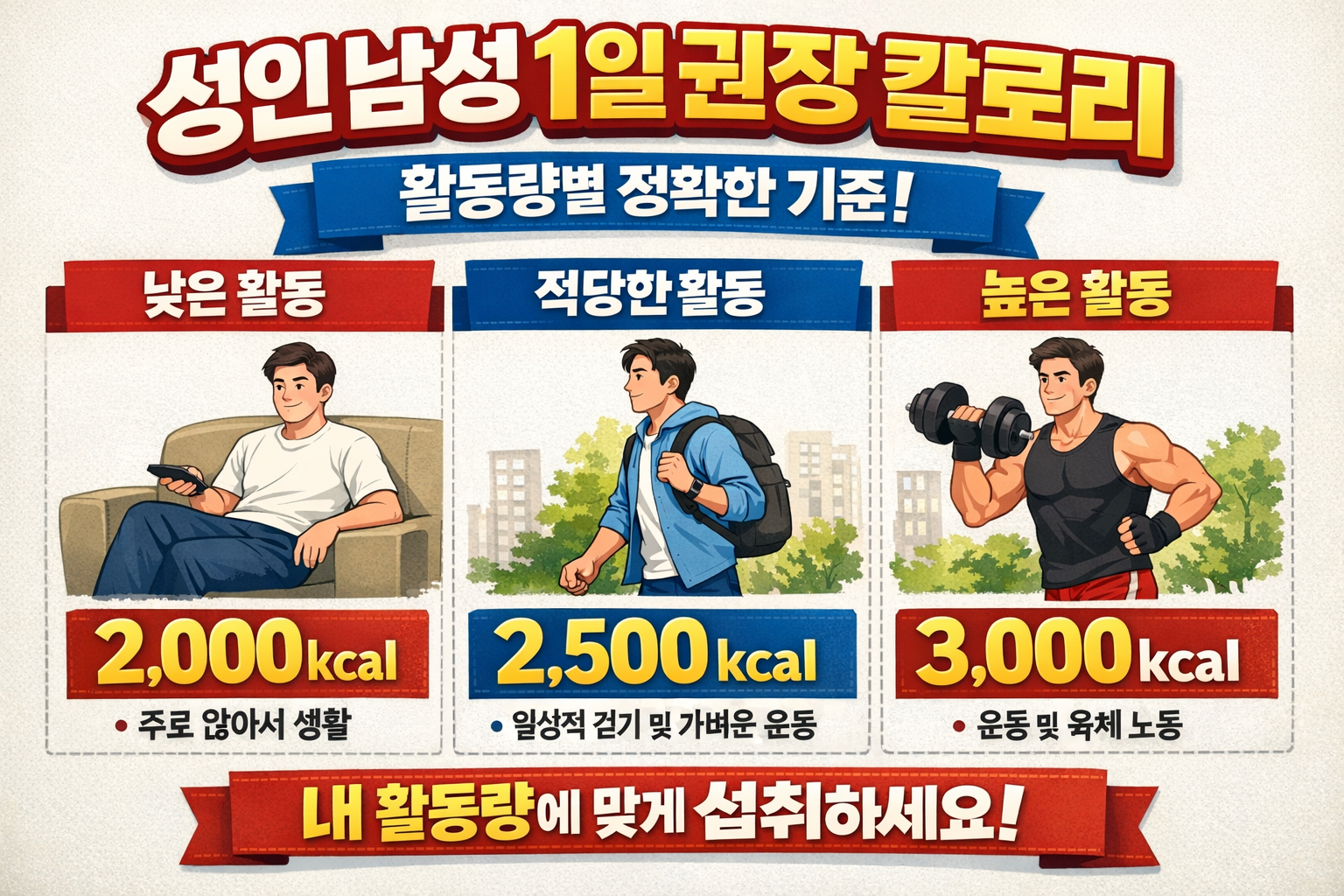 성인 남성 1일 권장 칼로리