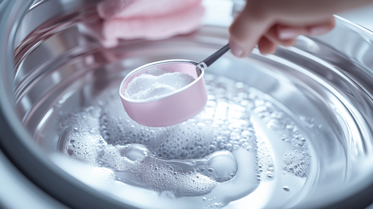 세탁기에서 세제를 정량으로 측정하는 모습