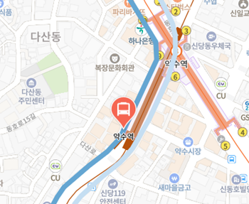 약수역에서 인천공항 리무진 공항버스(6702번) 지도 위치