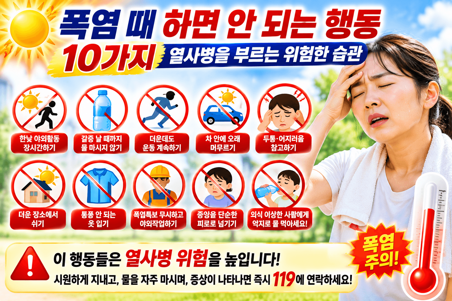 폭염 때 하면 안 되는 행동 10가지｜열사병을 부르는 위험한 습관