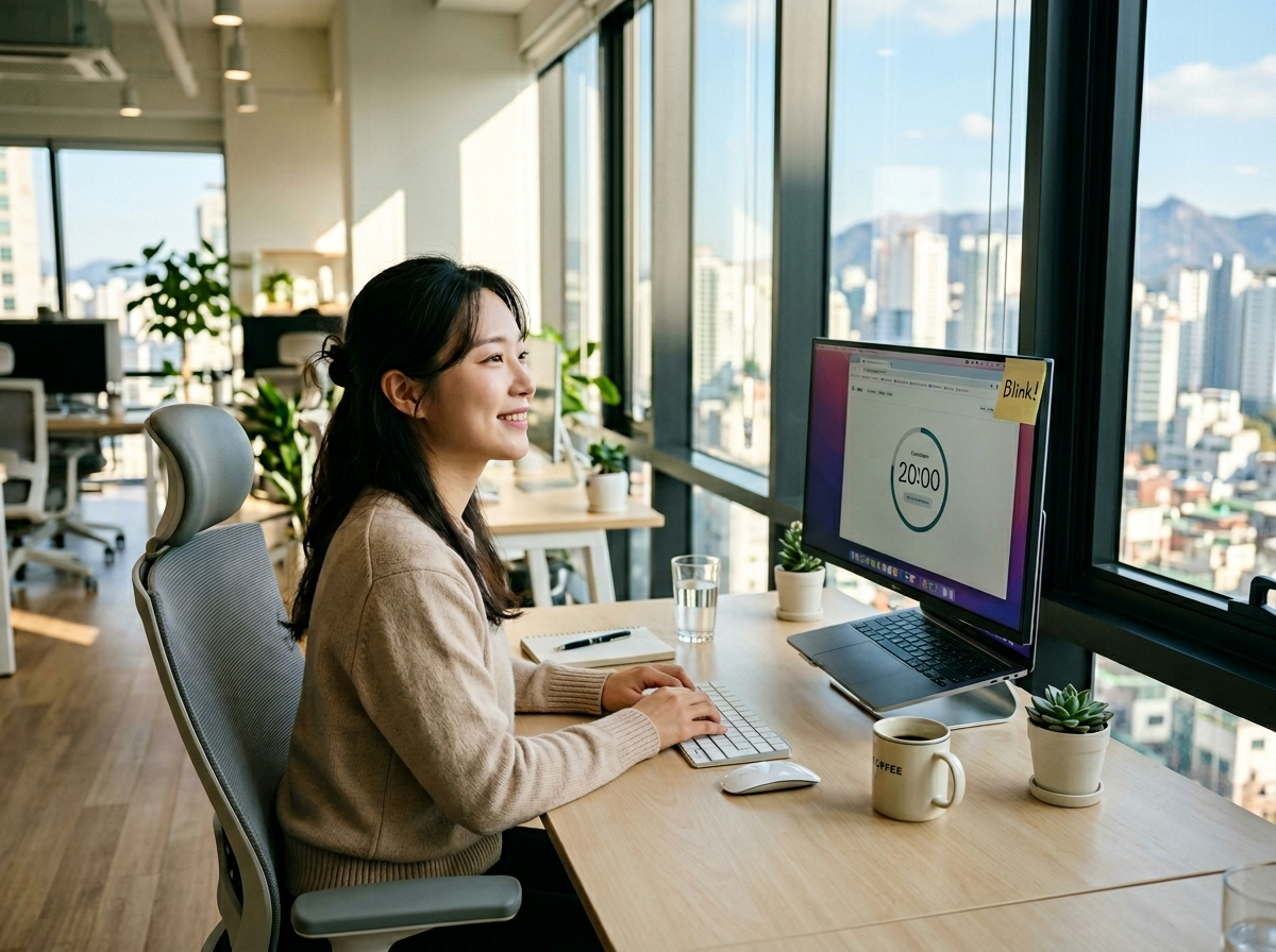 20-20-20 법칙 실천, 스마트폰 눈 피로 예방, 안구건조증 관리, 눈 휴식