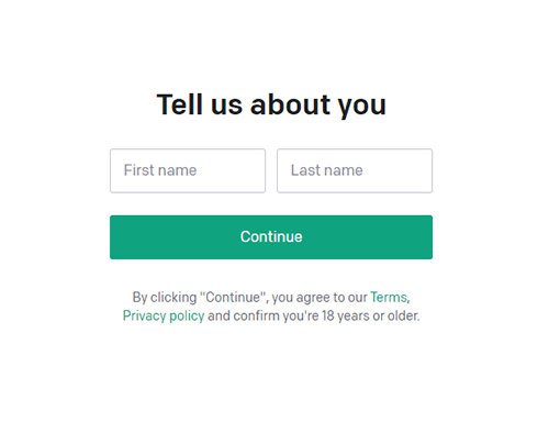 가입용 성함 입력 화면