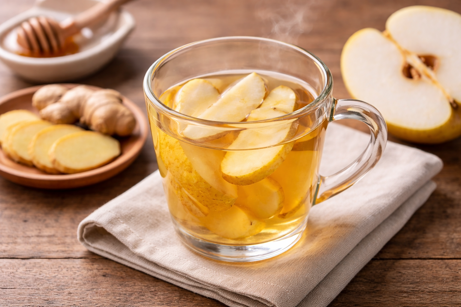 감기 기운 있을 때 따뜻하게 마시기 좋은 배차입니다.