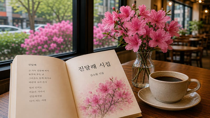 <img src="A-scene-of-reading-a-collection-of-poems-by-Azaleas-at-a-cafe.jpg" alt="카페에서 진달래 시집을 읽고 있는 모습">