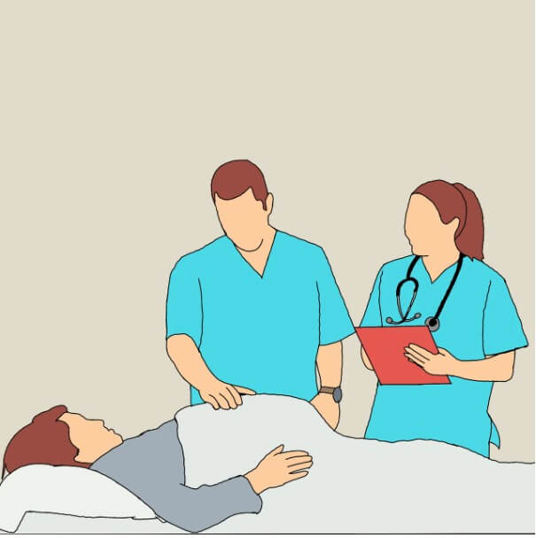 환자의 상태를 체크하는 의사
