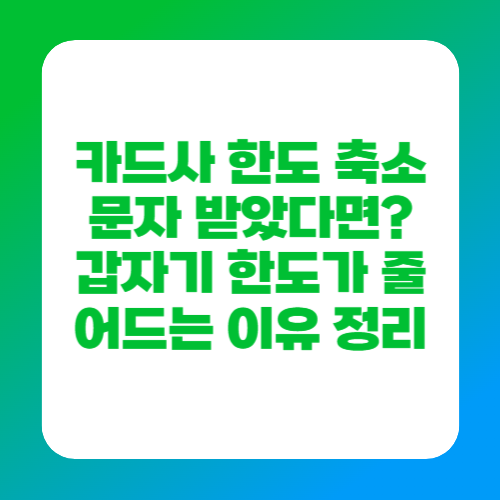 카드사 한도 축소 문자 받았다면 갑자기 한도가 줄어드는 이유 정리