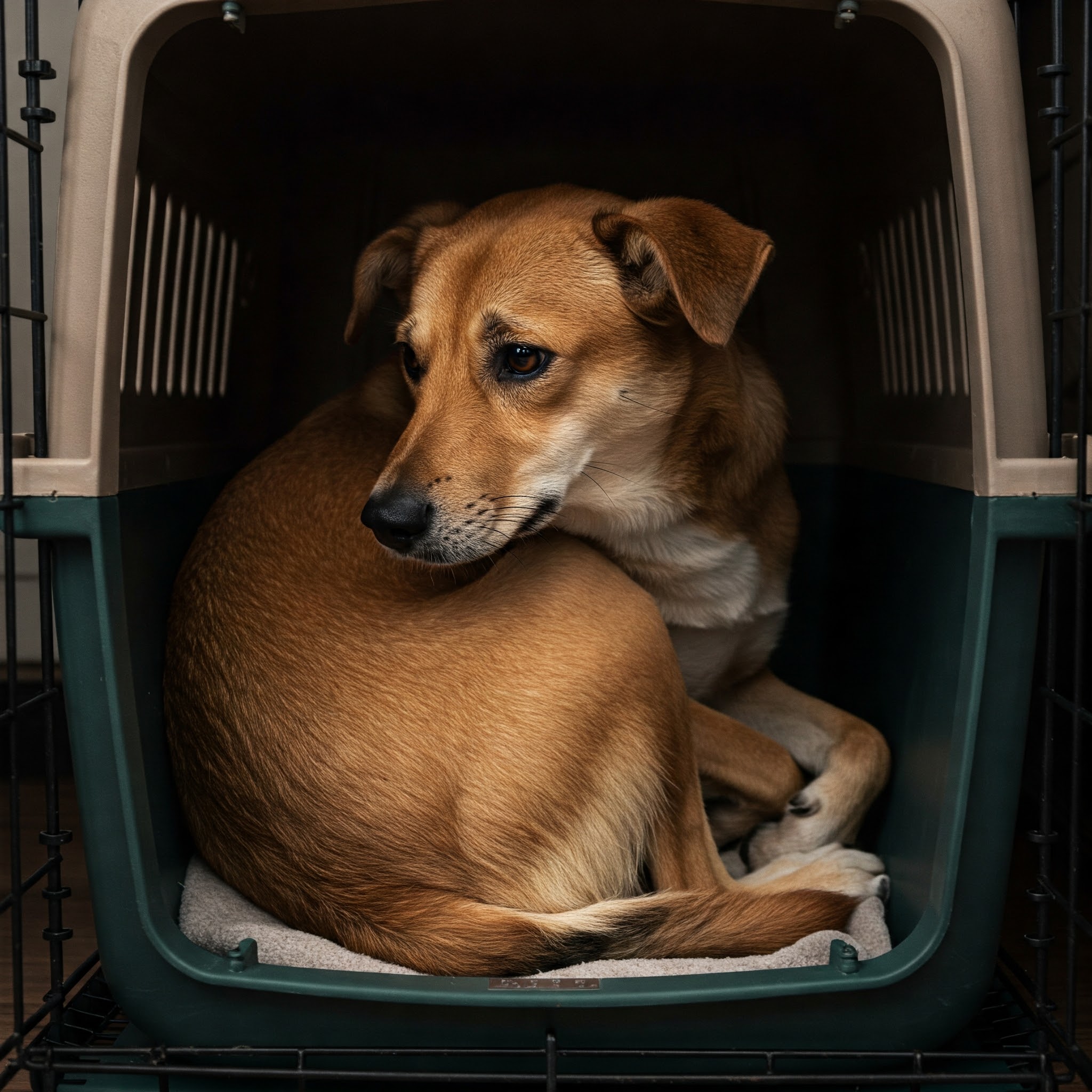 불안한 눈빛의 강아지