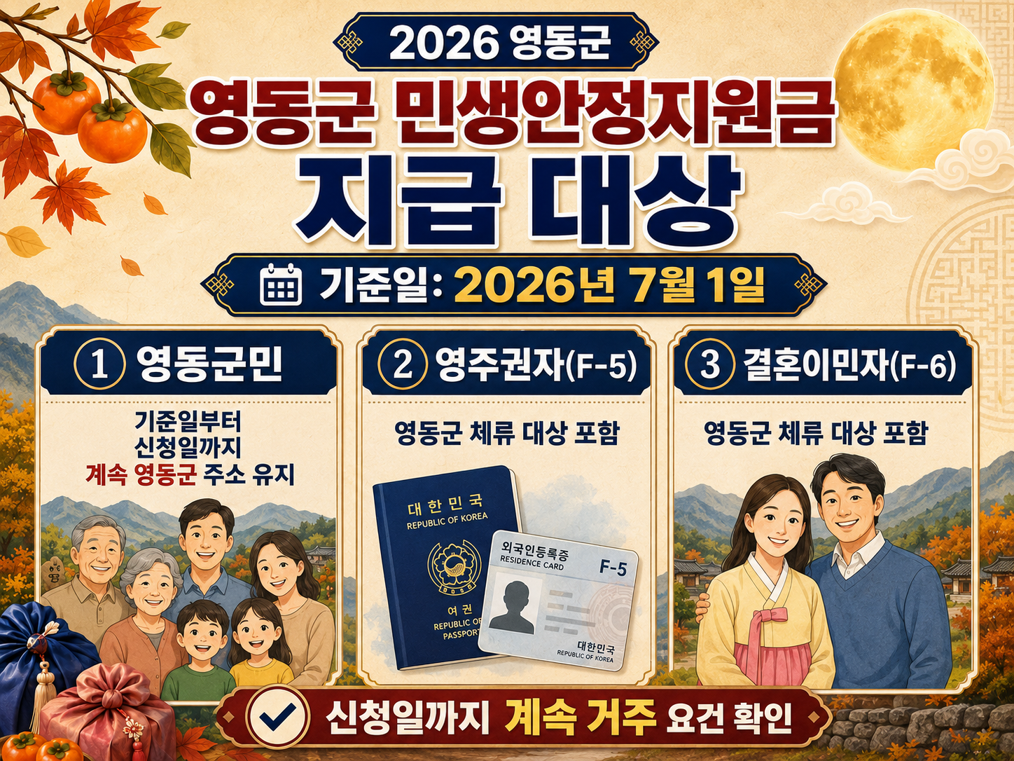 2026 영동군 추석 민생안정지원금 30만원｜신청기간&middot;지급일&middot;사용처
