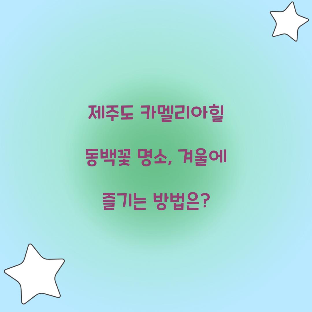 제주도 카멜리아힐 동백꽃 명소