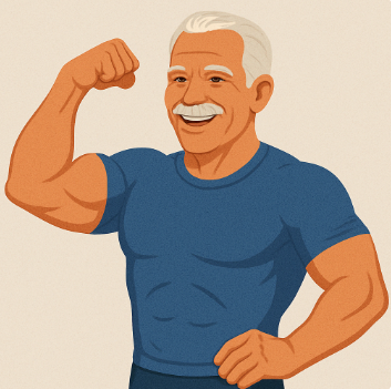 근육질의 건강한 몸을 가진 노인
