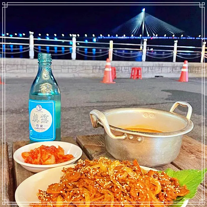 목포 맛집 오션뷰 포장마차, 오징어 통찜, 숙회