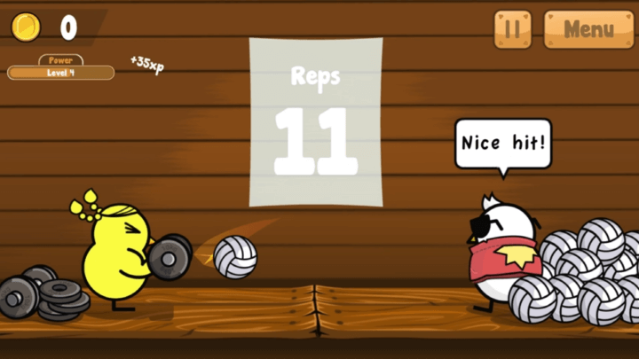 날아오는-공을-덤벨로-막으며-대결하는-화면