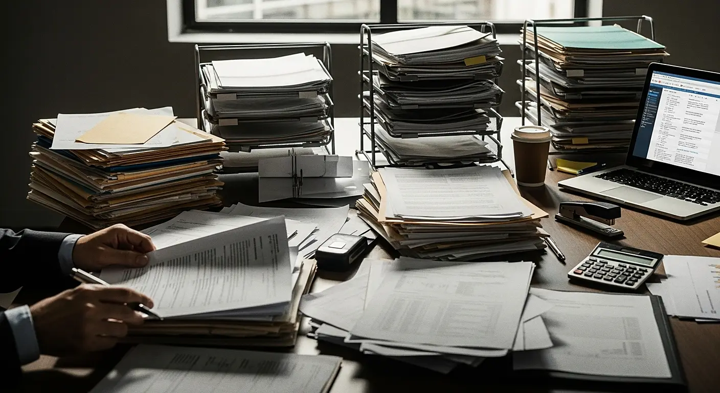 서류처리하는 이미지