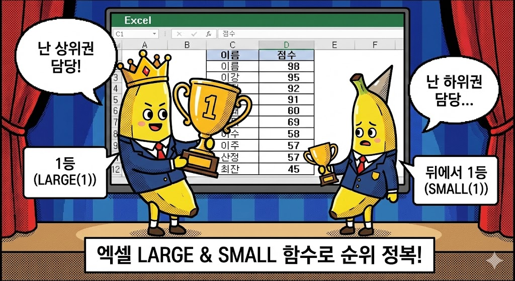LARGE &amp; SMALL: 반에서 1등~3등 점수와 뒤에서 1등 점수 뽑아내기