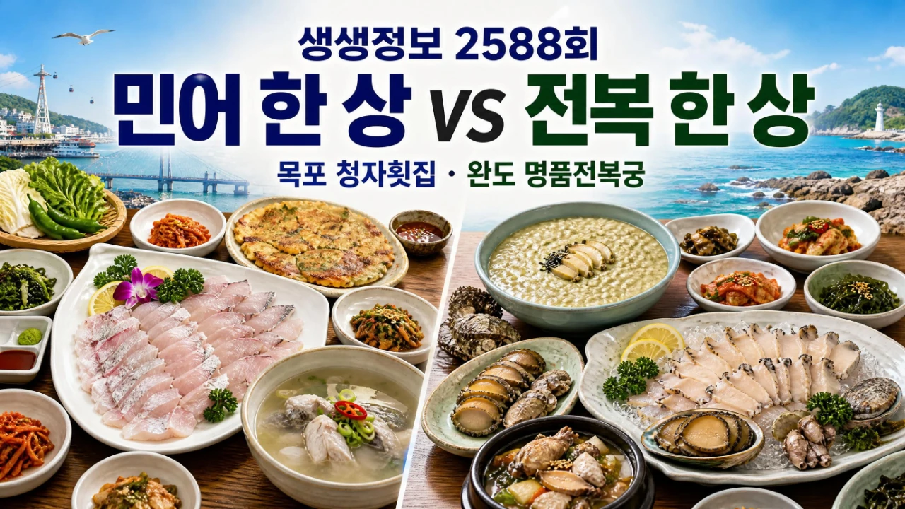 생생정보 2588회 목포 민어 한 상과 완도 전복 한 상 비교 안내 이미지