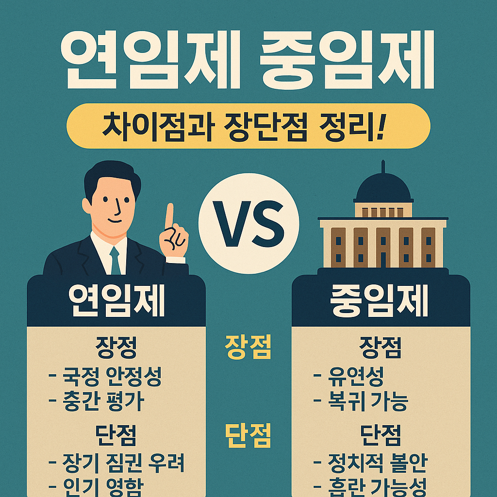 연임제 중임제 차이점과 장단점 정리