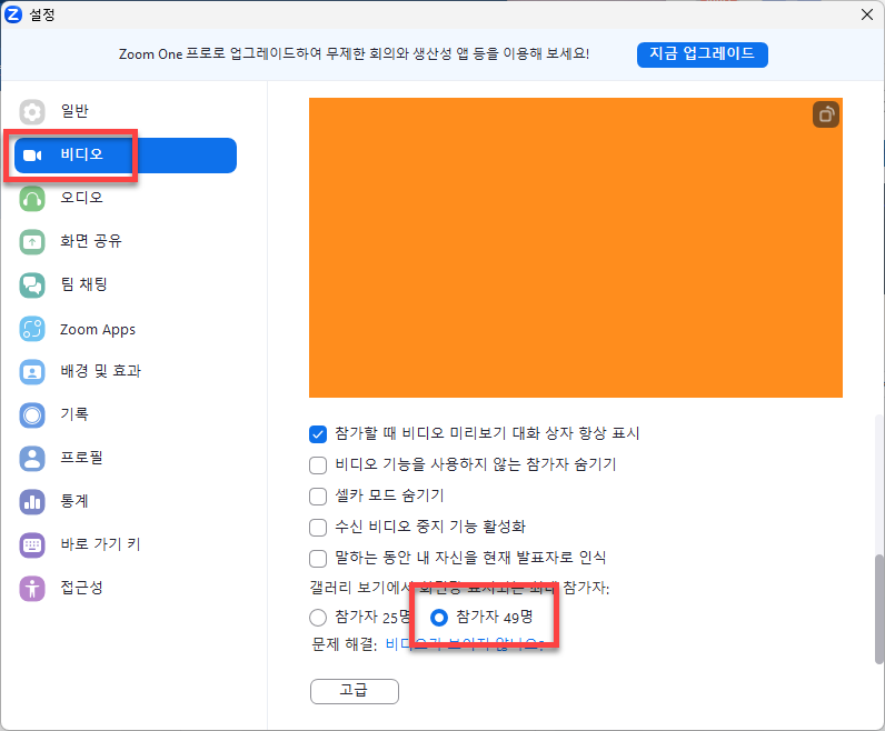 줌 참가자 인원 설정 방법