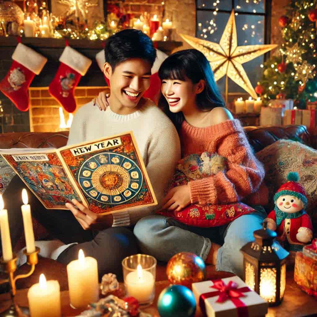 신년운세를 보는 부부