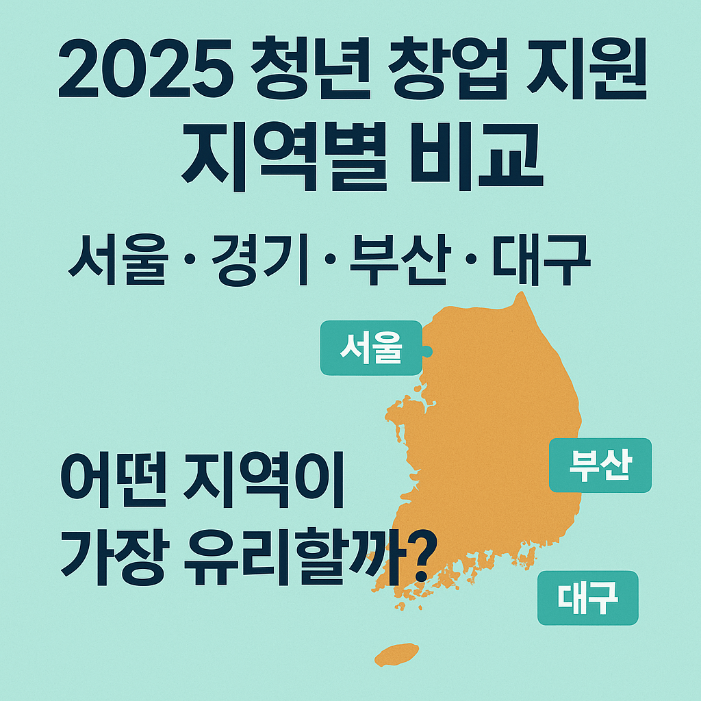 2025 청년 창업 지원금 지역별 비교 - 서울·경기·부산·대구 어떤 지역이 가장 유리할까?