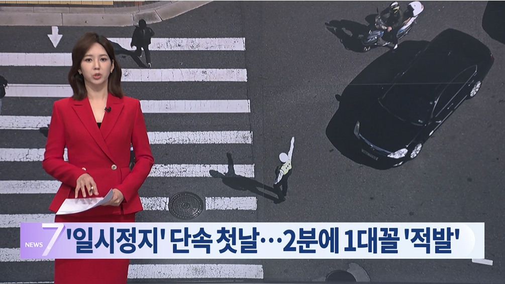 우회전 일시정지.단속첫날.충격.1시간에 30명 적발