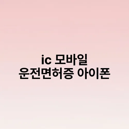 ic 모바일 운전면허증 아이폰