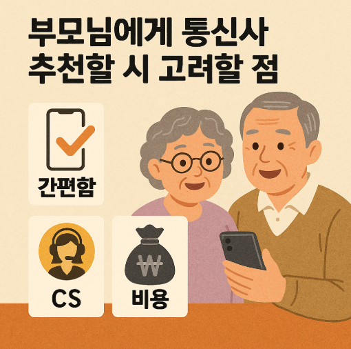부모님에게 통신사 추천할 시 고려할 점(간편함, CS, 비용) 사진