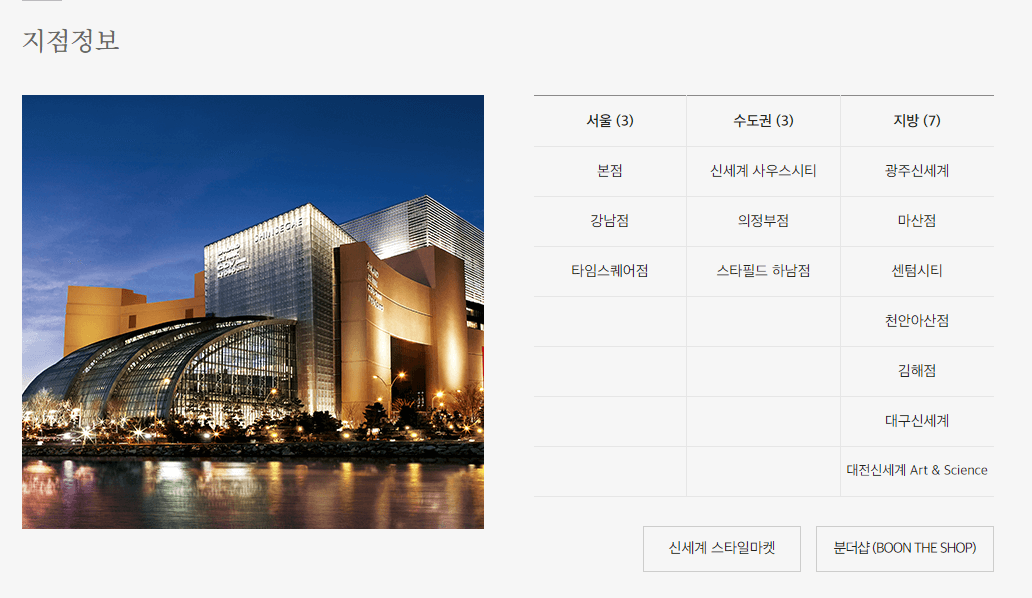 신세계백화점-지점정보