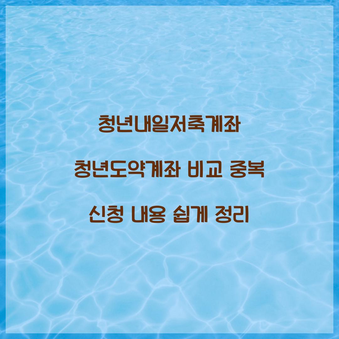 청년내일저축계좌 청년도약계좌 비교 및 중복 신청 내용