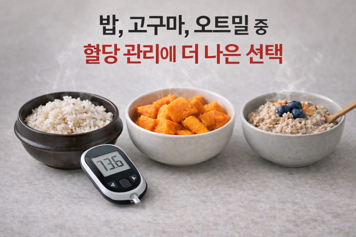 밥, 고구마, 오트밀 중 혈당 관리에 더 나은 선택은 무엇일까