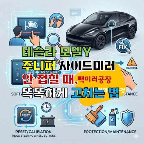 테슬라 모델Y 주니퍼 사이드미러 안 접힐 때, 똑똑하게 고치는 법